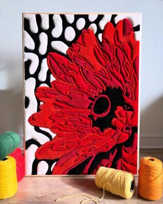 @pey_pey_rugs brought bold contrast blooming in every thread ❤️‍🔥🧶 Layered textures, sculpted petals, and rich depth...