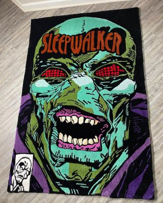 @thetuftpleighground bringing comic chaos to the floor with this bold Sleepwalker piece 🦇🔥 #tufting #tuftedrug #customrug...