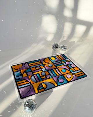 @tuft_touch playing with geometry and color in this modern tufted piece ✨🧩 #tufting #tuftedrug #customrug #abstractrug...