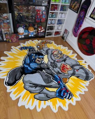 @doublearugs going full comic mode with this invincible showdown rug 💥🔥 #tufting #tuftedrug #customrug #invincible...