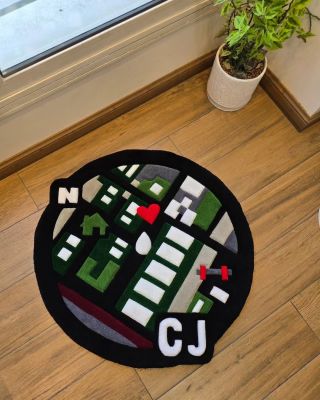 @ti.rug bringing city vibes to life with this San Andreas tufted rug 🗺️❤️ #tufting #tuftedrug #customrug #mapart...