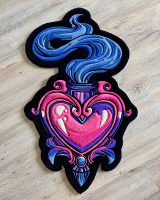 @pey_pey_rugs blending bold color and fantasy vibes with this heart potion inspired tufted rug 💖🧪 #tufting #tuftedrug...