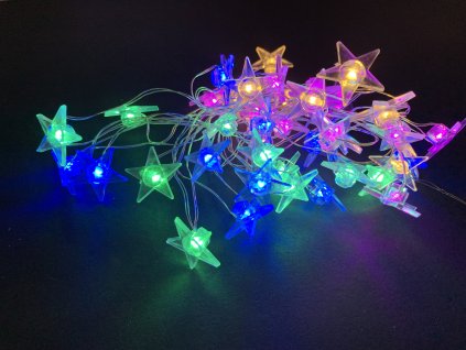 Vnitřní vánoční mini řetez - ve tvaru hvězdiček až 40 led na baterie (Osvětlení Barevná 2m - 20 led diod)