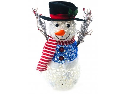 152213 svitici vanocni dekorace snehulak v klobouku 55 cm