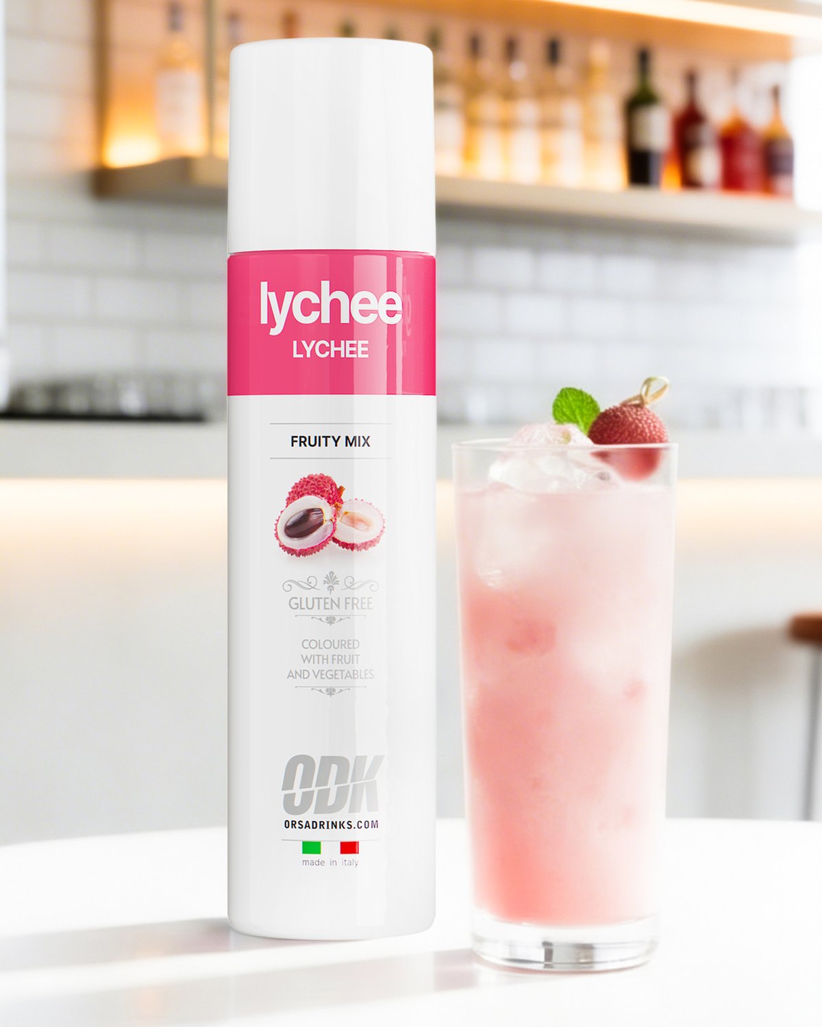 Lychee Glow — perlivý nealko drink z liči s ledem