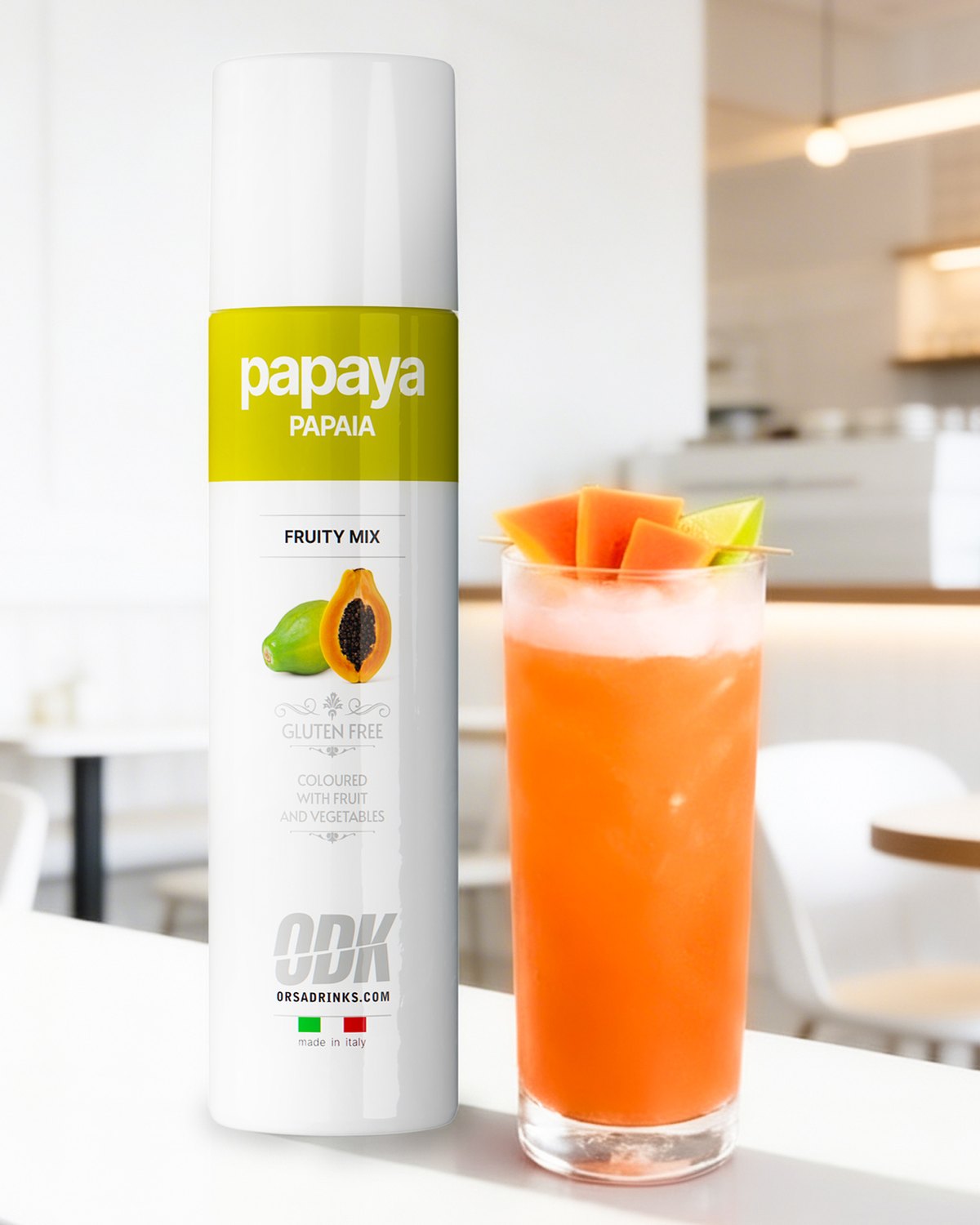 Papaya Breeze — nealko fizz s papájou a limetkou