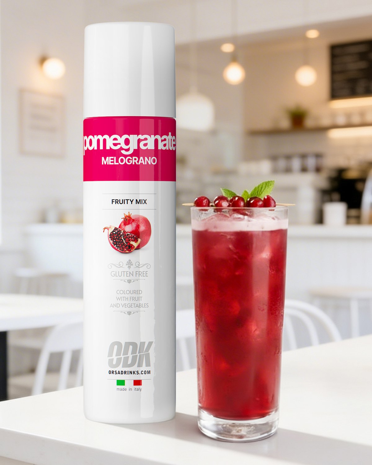 Pomegranate Sparkle — perlivý nealko drink z granátového jablka s ledem