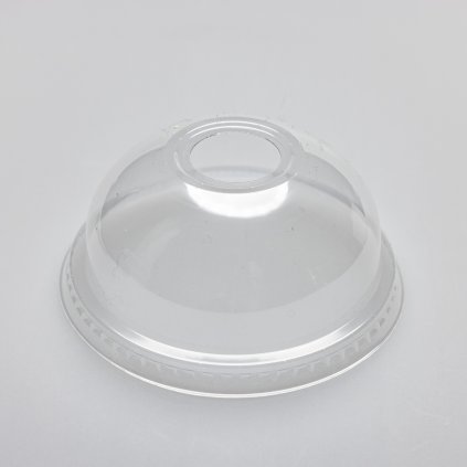 Víčko na kelímek transparentní vypouklé s otvorem, d-95mm, PET
