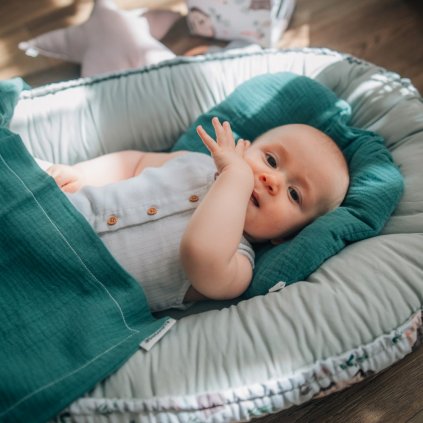 souprava deka do kocarku podhlavnicek muselinovy zeleny tulimese