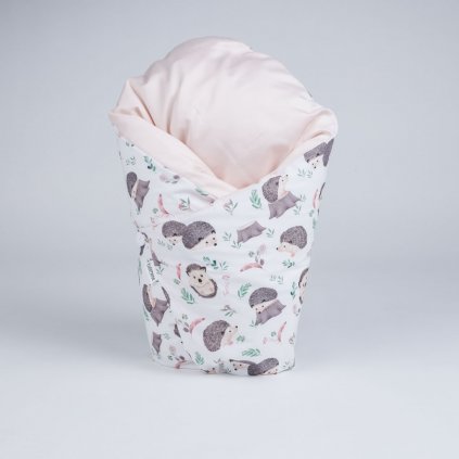 Péřová zavinovačka JEŽEK V LESE meruňková (VARIANTY PROVEDENÍ: POVLAK 80X80 CM DRÁČEK)