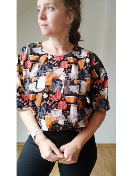 Oversize tričko kávová chvíľka