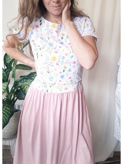 Šaty na dojčenie mini kvietky s bambusovou sukňou
