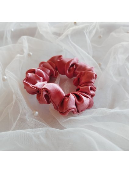 Saténová gumička / scrunchie staroružová