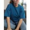 Petrol oversize tričko s predĺženým krátkym rukávom a so zipsami na dojčenie