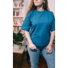 Petrol oversize tričko s predĺženým krátkym rukávom a so zipsami na dojčenie