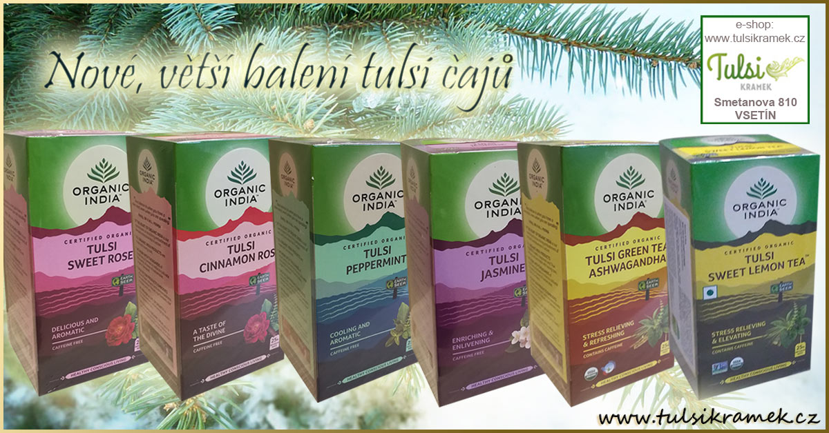 Tulsi čaje Organic India nově ve výhodném balení 