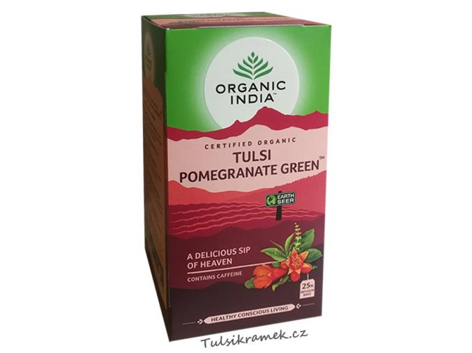organic india tulsi se zelenym cajem a granatovym jablkem