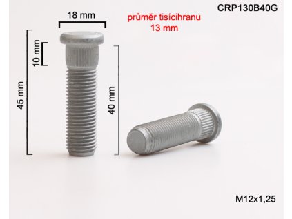 Kolový svorník M12x1,25x40 tisícihran průměr 13mm (CRP130B40G) celková délka 45mm