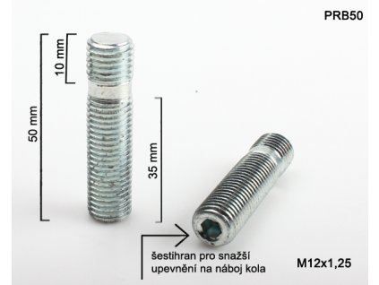 Kolový svorník M12x1,25x35/10 oboustranný závit (PRB50) celková délka 50mm