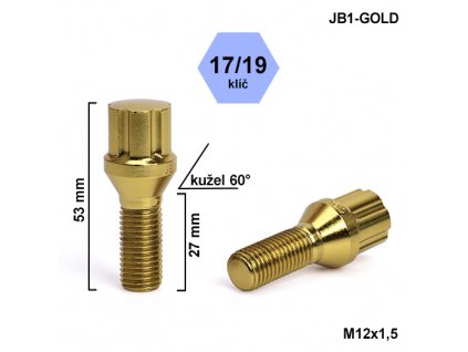 Montážní sada JB1-GOLD kolový šroub 20ks M12x1,50x27mm kužel, hlava 6SPLINE klíč 17/19