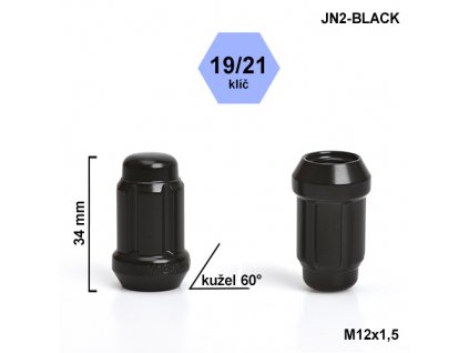 Montážní sada JN2-BLACK kolová matice 20ks M12x1,50 kužel, hlava 6SPLINE klíč 19/21
