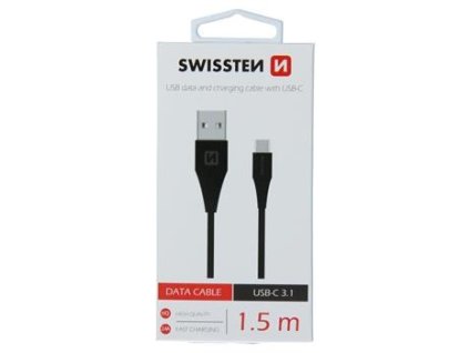 Kabel USB-C 3.1 + USB, 1,5 m (7mm), SWISSTEN černý, 46018