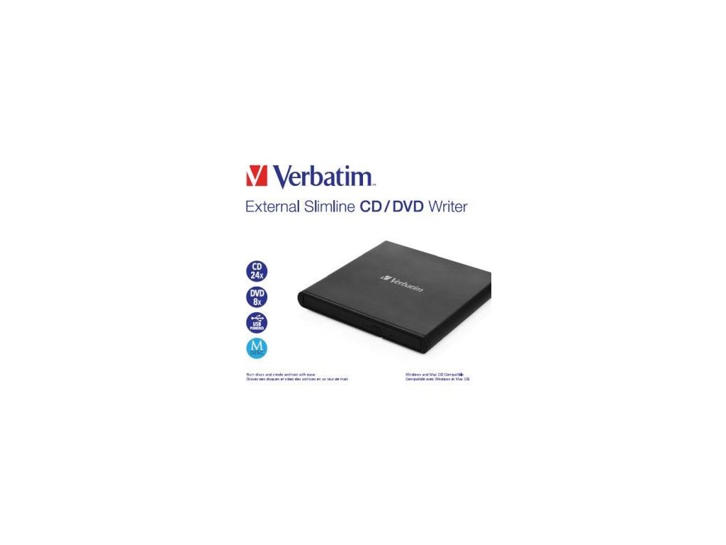 VERBATIM Slimline CD/DVD Writer USB externá mechanika - bez NERO