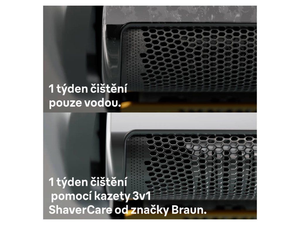 Porovnanie čistenia vodou a náplňou Braun 3v1