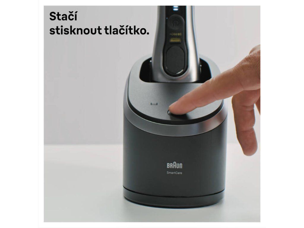 Tlačidlo na čistenie na stanici Braun