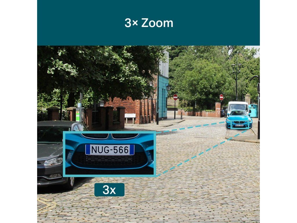 Priblíženie ŠPZ pomocou 3x zoomu