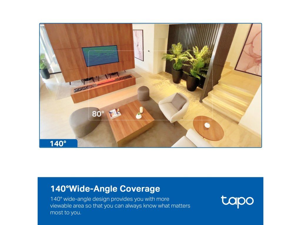140-stupňové širokouhlé zorné pole kamery Tapo C125