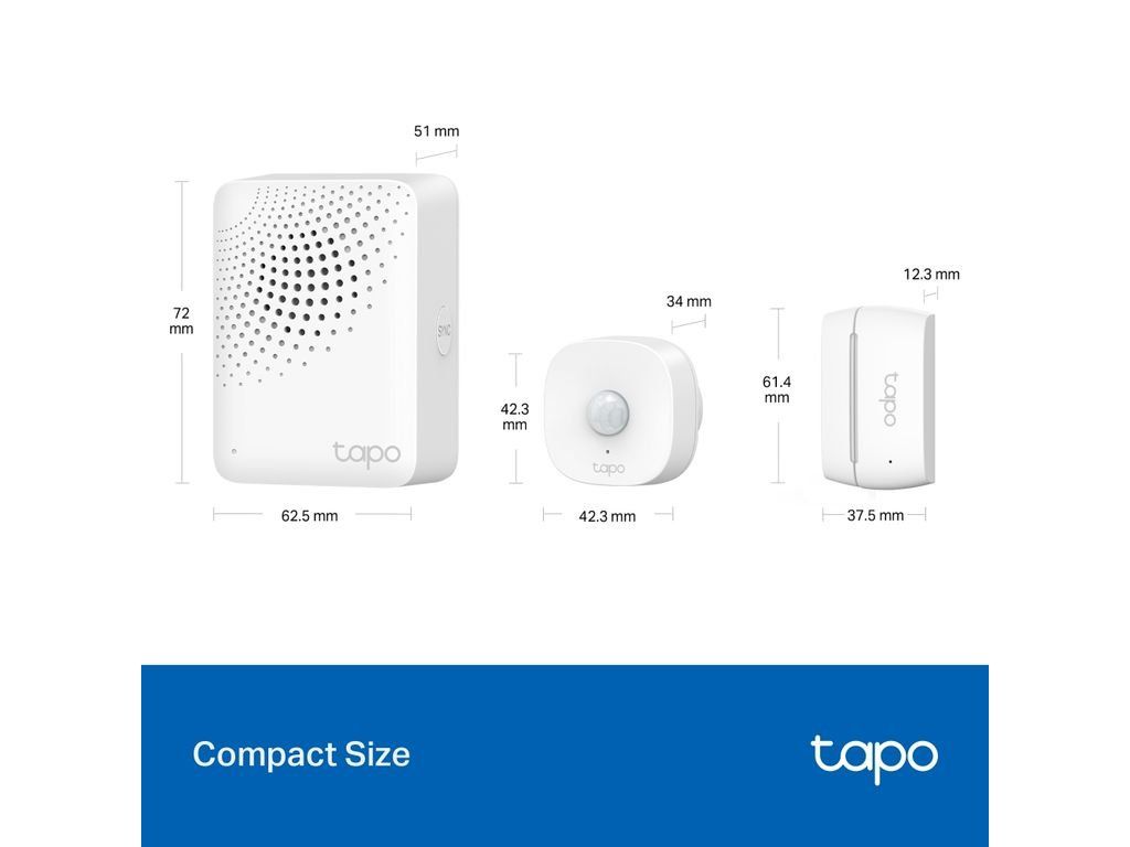 Kompaktné rozmery zariadení zo sady Tapo T30 KIT