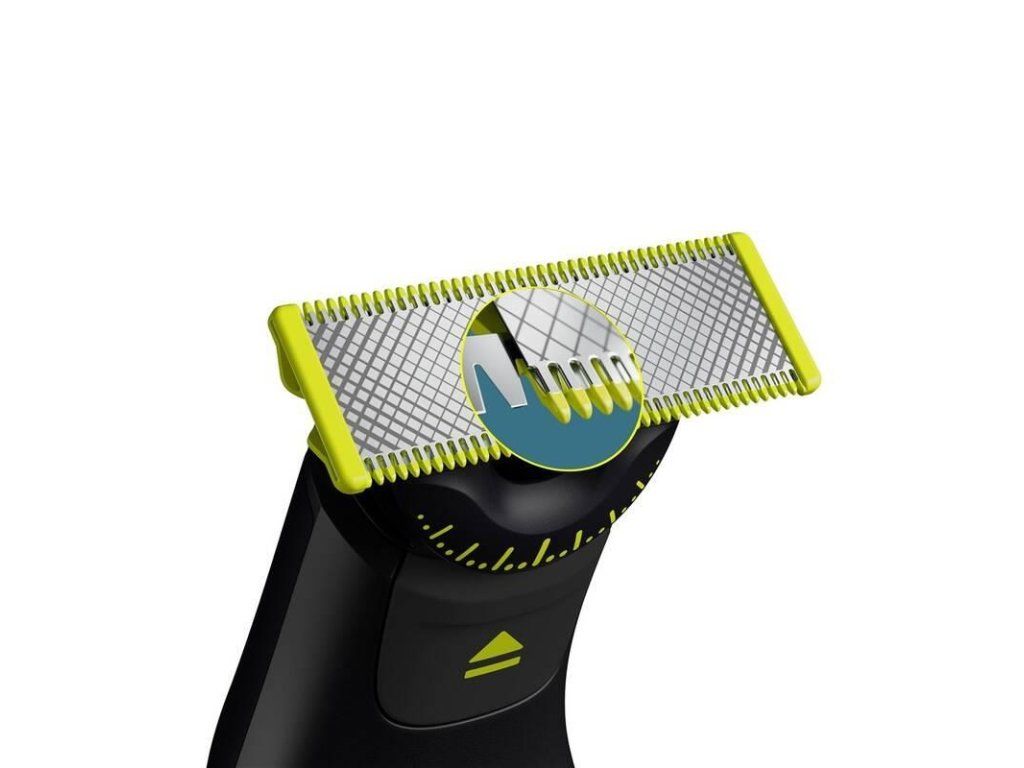 Detail na brity a ochranný systém čepele Philips OneBlade