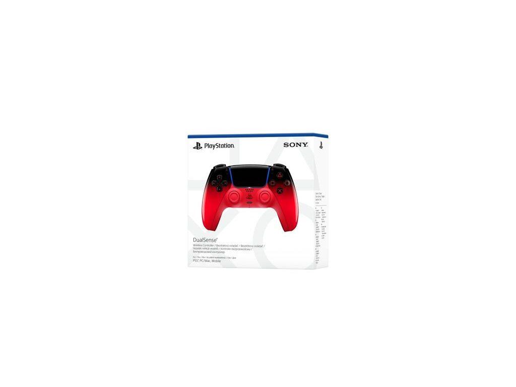 Pohľad jemne z diaľky na ovládač Sony DualSense v3 Techno Red