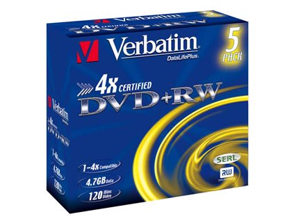 VERBATIM DVD+RW(5-Pack)Jewel/4x/DLP/4.7GB