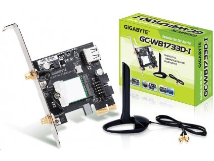GIGABYTE GC-WB1733D-I, WiFi 802.11ac, Bluetooth 5, PCIe, Dual Band, 1734 Mb/s