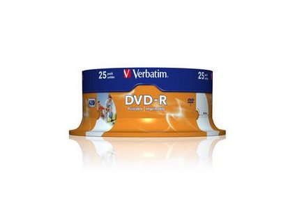 VERBATIM DVD-R(25-Pack)Vreteno/Inkjet Printable/16x/4.7GB