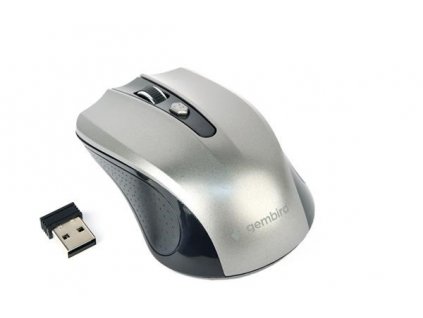 GEMBIRD myš MUSW-4B-04-BG, černo-šedá, bezdrátová, USB nano receiver