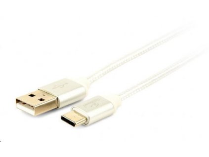 GEMBIRD CABLEXPERT kábel USB na USB-C (AM/CM), 1,8 m, opletený, strieborný, blister