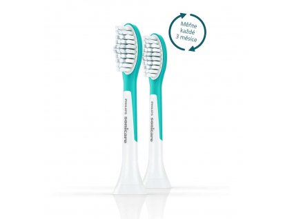 Philips HX6042/33 Sonicare For Kids, náhradní hlavice, pro děti, standardní velikost, 2 kusy, nasazovací, aqua