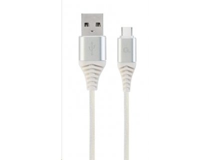 GEMBIRD CABLEXPERT USB 2.0 Kábel AM na typ C (AM/CM), 2 m, opletený, bielo-strieborný, blister, PREMIUM KVALITA