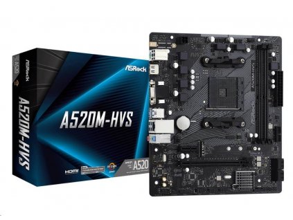 ASRock MB Sc AM4 A520M-HVS, AMD A520M, 2xDDR4, HDMI