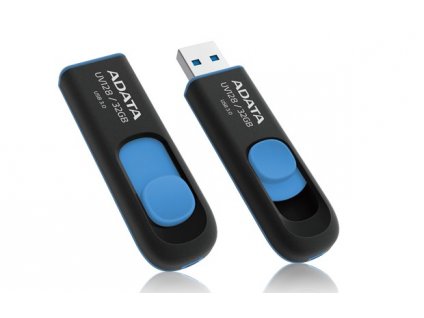 ADATA Flash disk 32GB UV128, USB 3.1 Dash Drive (R:40/W:25 MB/s) čierna/modrá