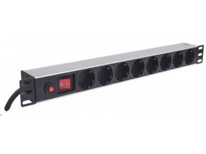 Intellinet 19" 1U Rackmount 8-Way Power Strip - German Type, rozvodný panel, 8x DE zásuvka, 3m kábel