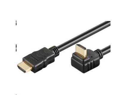 PremiumCord HDMI High Speed+Ethernet kábel, pozlátený zahnutý konektor 270° 1m