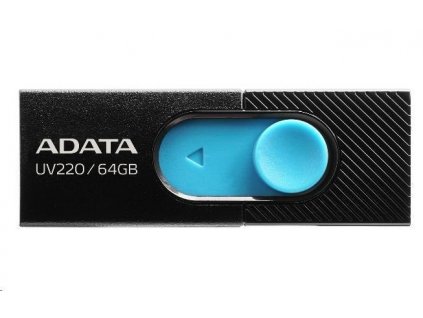 ADATA Flash Disk 64GB UV220, USB 2.0 Dash Drive, čierna/modrá