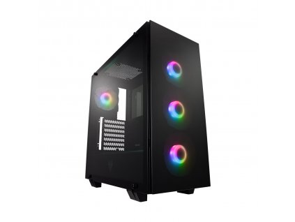 FSP/Fortron ATX Midi Tower CMT512 Black, průhledná bočnice, 4 x A.RGB LED 120 mm ventilátor