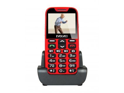 EVOLVEO EasyPhone XD, mobilní telefon pro seniory s nabíjecím stojánkem (červená barva)