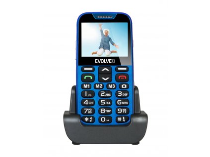 EVOLVEO EasyPhone XD, mobilní telefon pro seniory s nabíjecím stojánkem (modrá barva)