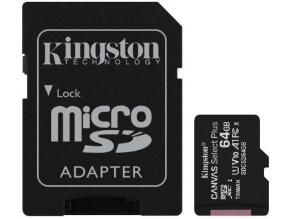 Kingston Canvas Select Plus A1/micro SDXC/64GB/100MBps/UHS-I U1/Class 10/+ Adaptér